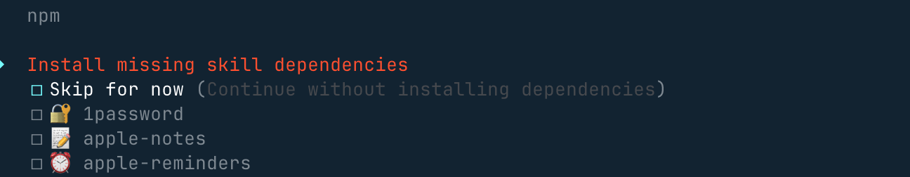 Skills 选择界面示例